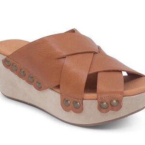 Chocolat Blu Yuki Brown Leather Platform Sandals